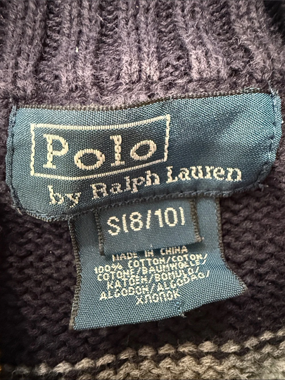 Polo by Ralph Lauren Navy & Gray Striped Quarter-Zip Sweater
